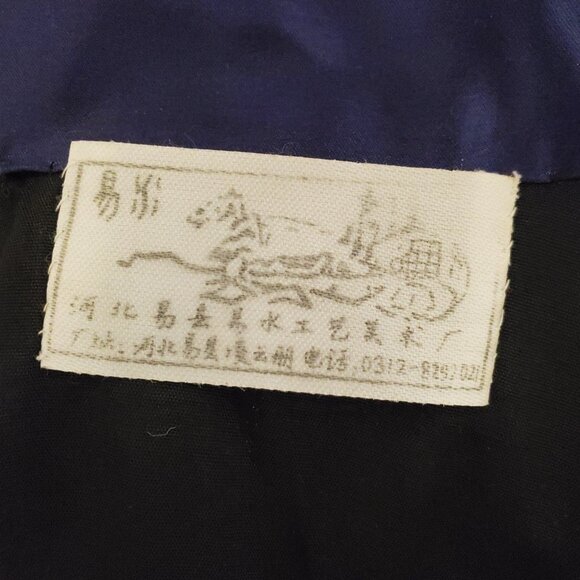 Vintage Handmade Unisex Chinese Silk Kimono Jacket Blouse Robe Royal Blue Sz O/S - Picture 9 of 9